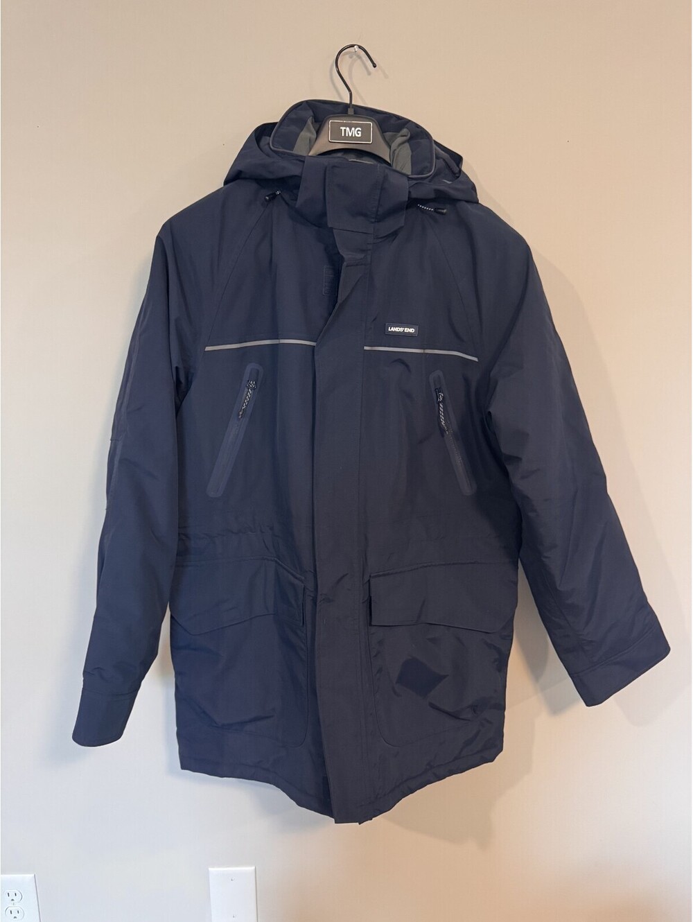 NWOT Lands' End Squall Men's Navy Waterproof Hooded Winter Parka M
